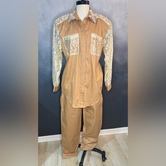 Lacy Afternoon Pants - Vintage Lacy Afternoon Two-Piece Set – NWT – Embellished Shirt & Pants
